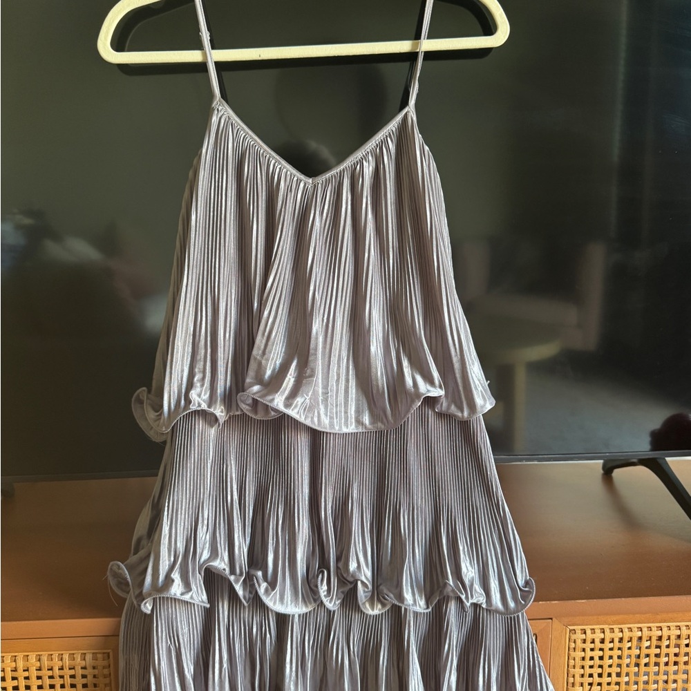 Aritzia Metallic Pleated Dress